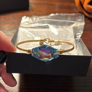 Luca + Danni Gold Bracelet with Iridescent Blue Crystal